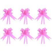 100Pcs 8" Pull Bows Ribbon Gift Wrapping String Rose Pattern Bow Tie Rose Red
