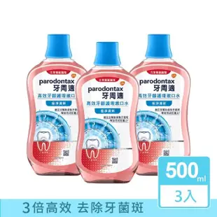 【Parodontax 牙周適】高效牙齦護理漱口水 500mlX3入(極淨清新/溫和薄荷)