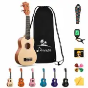 Donner Ukulele Soprano Beginner Set 21inch Versatile Bag Strap String Tuner Pick