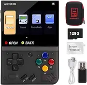 Miyoo Mini Plus Handheld Game Console, 128G TF Card with 12000 Classic Games,Arcade Game Console with 3.5-in Screen, Support WiFi Hotspot Mode Matchmaking (Black, 128g)