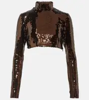 [Taller Marmo] Taller Marmo Cherilyn sequined crop top AU 6 brown