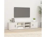 Chic White Engineered Wood TV Stand Media Storage Cabinets with Shelves
