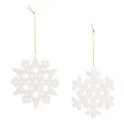 Darice Snowflake Christmas Ornament Ceramic, White, 4.13",2 Assorted Styles