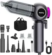 Car Vacuum Cleaner Cordless,25000PA 6 in 1 Handheld Vacuum with Brushless Motor,Car Window Breaker and Seatbelt Cutter for Car Home and Office Purple