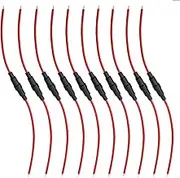 DIGITEN 5x20mm AGC Fuse Holder Inline screw type with 16 AWG wire (Pack of 10)