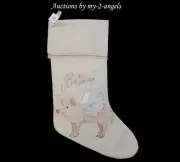 Pottery Barn Christmas FLYING PIG Whimsical Embroidered Stocking NO NAME believe