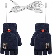 Baceyong USB Heated Gloves, Washable Heating Gloves, Full Half Finger Heat Gloves, Double-Sided Computer Gloves, Gaming Gloves, for Indoor and Outdoor Use, Marine