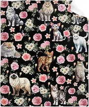 Cat-Cute Cat Blanket for Baby Girls Cat Dogs Throw Blanket for Boys, Lightweight Animals Soft Flannel Blankets for Kids Gifts, 30x40 Inches