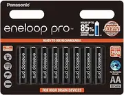 Panasonic Eneloop Pro AA Pre-Charged Rechargeable Batteries, 8-Pack (BK-3HCCE/8BT)