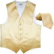 New formal men's tuxedo vest waistcoat & necktie horizontal stripes Ivory formal
