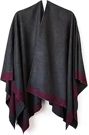 [Morgan and Taylor] Leonora Poncho, Charcoal/Wine