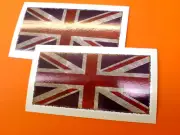 UNION JACK FLAG Dirty Weathered Look Car Bike Helmet Stcker Decal 2 off 95mm
