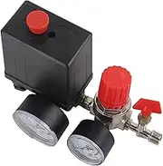 Air Compressor Pressure Switch, 0.05-1.2Mpa Small Air Pump Control Valve 90-120PSI Pressure Regulator with Dual Gauges Air Compressor Safety Assembly Parts for Fast Pressure Reduction