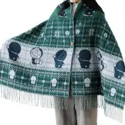 Doraemon Mirai Department Store Limited Stole Check Green Button Cape Style JPN