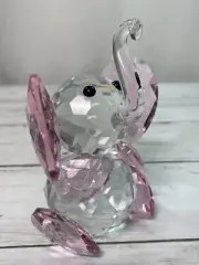 Crystal Glass Elephant Clear & Pink Figurine Paperweight Faceted Hand-Blown NEW