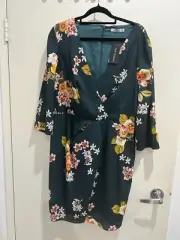 Cooper St Wilderness Long Sleeve Dress in Green Floral - Size 14