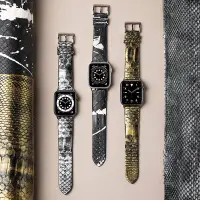 在飛比找Yahoo!奇摩拍賣優惠-ROMISS蟒蛇皮錶帶適用applewatch蘋果手錶錶帶i