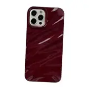 Caseative for iPhone 12 Pro Case,Water Ripple Pattern Curly Wave Shape Wine Red