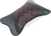 Car Pillow Headrest Cushion Support Seat Accessory PU Leather Knitted Car Black Pillow Trim
