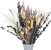 RosewineC 60 Pieces Dried Flowers Decoration Set Natural Pampas Grass Dried Flowers Plants Bouquet Boho Pampas Decoration for Living Room Home Wedding Vases Table Decoration (Beige)