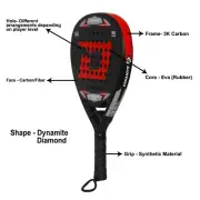 3010 Dynamite Padel Racket Tennis Paddle Racket Soft Eva Diamond Padel Racket
