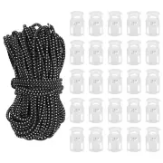 10 Yard Elastic Cord with Plastic Cord Locks, Oval Spring Toggle Stopper, Black