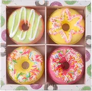 4 X Big Donut Natural Bath Bombs Gift set, Party set for bubble bath, Bath fizzes with bath salt, gift hamper for Kids, women, men, parents. Handmade bathbomb with great aroma