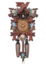 Herrzeit by Adolf Herr Quartz Cuckoo Clock - Alpine Flowers AH 40/8 QM NEW
