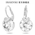 SWAROVSKI 施華洛世奇 BELLA V 水滴形耳環圓形切割 白色 鍍白金色