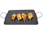 Double Griddle Pan Non-Stick BBQ Tray , Dishwasher Safe, Dark Grey