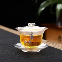 在飛比找蝦皮商城精選優惠-茶器 茶具 茶具組 茶杯  中式手繪 玻璃三才蓋碗 耐熱加厚