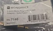 Monoprice 3.5mm TS Mono Plug to RCA Jack Adapter, Gold Plated P/N 7146 New