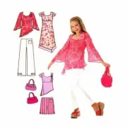 Simplicity Sewing Pattern 4722 Girls Tunic Pants Shorts Bags Size 8-16