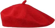 [kitudaty] Elegant Red Beret - Exquisite Solid Color Hat Is An Artistic Wool French Fashion Beret, Brimless Warm Hat Suitable For Men, Women, Boys And Girls, Suitable For Travel, Shopping, Tourism, Shooting, Red
