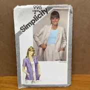 Simplicity Sewing Pattern 9913 UNCUT size 16 Misses Unlined Jacket