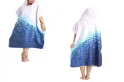 Poncho Towel Adult Hooded Quick Dry Changing Robe-Blue