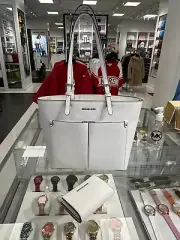 Michael Kors MD Non-Leather Vegan Shoulder Tote Bag Purse + Bifold Wallet White