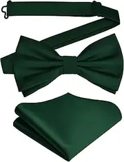 [Branduce] Mens Solid Color Double Fold Pre-tied Bow Tie and Pocket Square Set