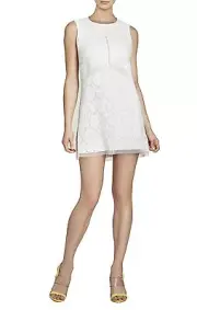 NEW BCBGMAXAZRIA AMELIE DRAPED SLEEVELESS LACE DRESS IRG65B17/AM363 SIZE L
