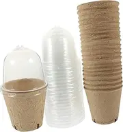 VINTORKY 20Pcs Miniature Paper Flowerpots with Ventilated Covers Lightweight Durable Seedling Pots for Outdoor Planting for Growing Flowers and Vegetables Easy to Clean and Stack