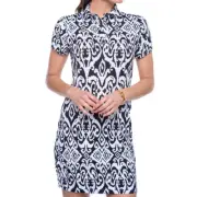 NWT Ladies IBKUL DOREEN Black & White Short Sleeve Polo Golf Dress - M & XL