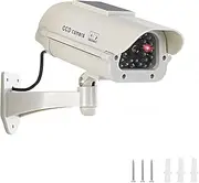 Twilight Garage Solar Powered Dummy Camera, Fake Security Camera CCTV Surveillance System with Flashing Red LED Light & Warning Security Alert Sticker, Indoor Outdoor Use for Homes & Business