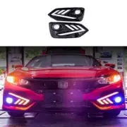 2pcs 3-Color For Honda Civic Hatchback Led Fog Light Day Running Light 2017-2021 (for: Honda Civic)