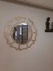 Metal Gold Carved Vintage Big Handmade Round Wall Art Mirror Living Room Design