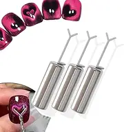 Y-Shaped Heart Magnet for Cat Eye Gel Polish, Cat Eye Magnetic Nail Art Tool Set for Nails, DIY Manicure Kit, Heart-Shaped Effect Solution Magnet Wire for Beginners Professionals (3PCS)