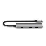 Satechi 4-In-1 Fast-Charging USB-C Slim Multiport Adapter - Space Grey 100W