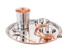 Copper Portal Stainless Steel Copper Traditional Hammered Finish Dinner Set/5 Ps