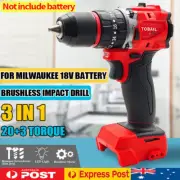 1/2 Brushless Cordless HEAVY DUTY Impact Hammer Drill For Milwaukee 18V Battery