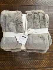 Pottery Barn Alpaca Faux Fur Throw 50x60” Nickel Gray New