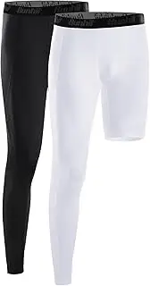 [Runhit] Men's Basketball One Leg Compression Tights Full Length Single Leg Compression Pants Sports Base Layer Underwear